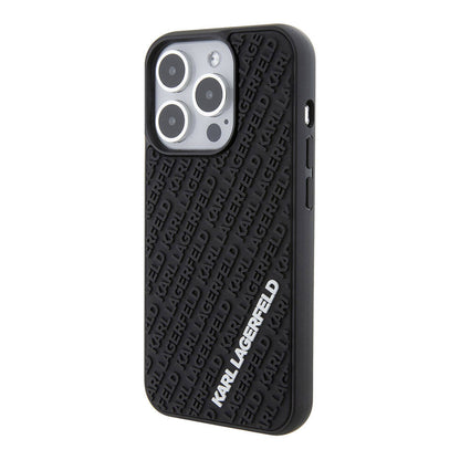 iPhone 15 Pro Max Kılıf Karl Lagerfeld Silikon 3D Multi Logo Orjinal Lisanslı Kapak