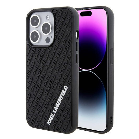 iPhone 15 Pro Max Kılıf Karl Lagerfeld Silikon 3D Multi Logo Orjinal Lisanslı Kapak