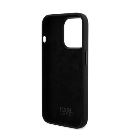 iPhone 15 Pro Max Kılıf Karl Lagerfeld Silikon İkonik Metal Logo Orjinal Lisanslı Kapak