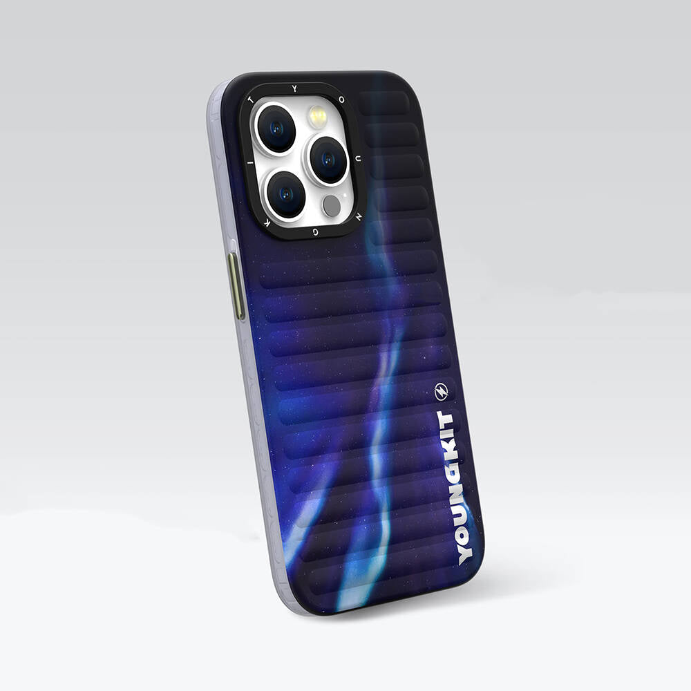 iPhone 15 Pro Max Kılıf Kuzey Işıkları Desenli Youngkit Aurora Serisi Kapak