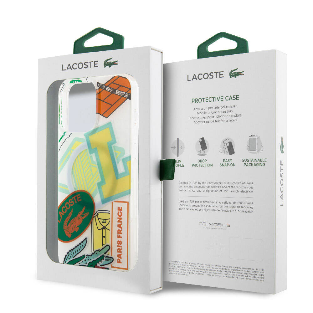 iPhone 15 Pro Max Kılıf Lacoste Orjinal Lisanslı M-safe Şarj Özellikli Çift Katmanlı Yamalar Desenli Kapak