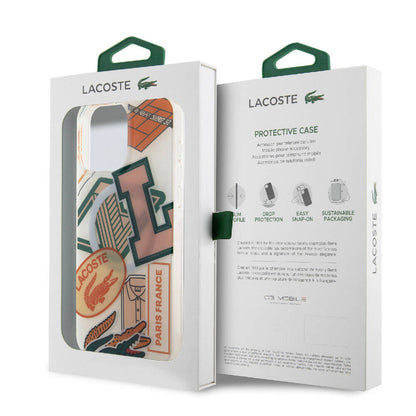 iPhone 15 Pro Max Kılıf Lacoste Orjinal Lisanslı M-safe Şarj Özellikli Çift Katmanlı Yamalar Desenli Kapak