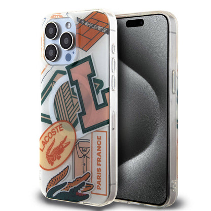 iPhone 15 Pro Max Kılıf Lacoste Orjinal Lisanslı M-safe Şarj Özellikli Çift Katmanlı Yamalar Desenli Kapak