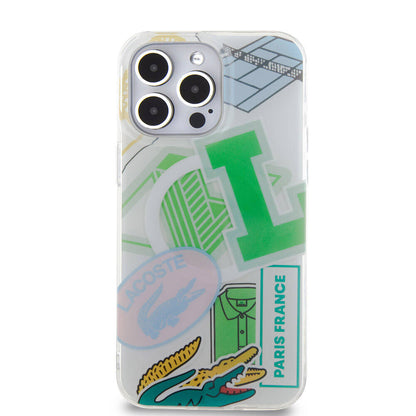 iPhone 15 Pro Max Kılıf Lacoste Orjinal Lisanslı M-safe Şarj Özellikli Çift Katmanlı Yamalar Desenli Kapak