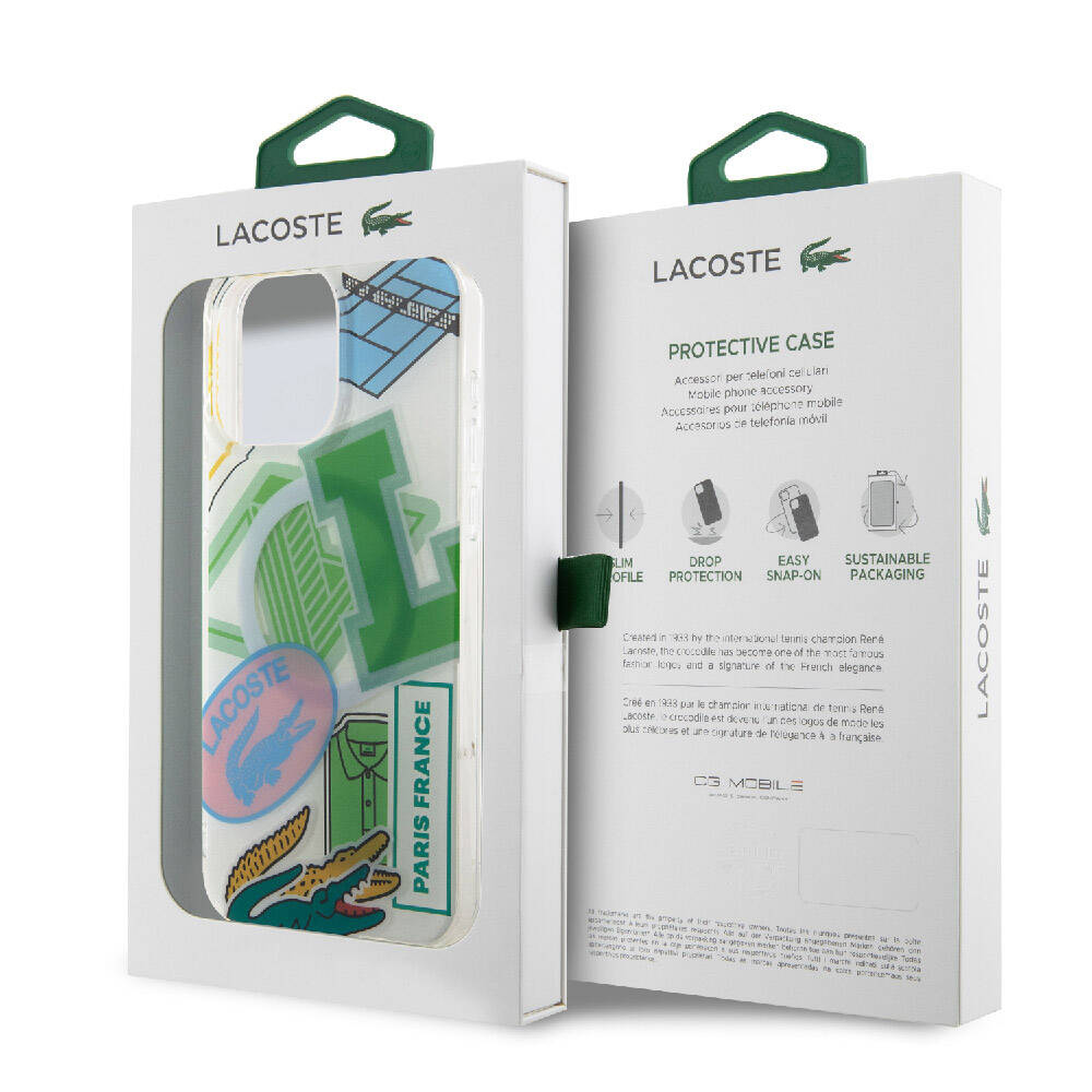 iPhone 15 Pro Max Kılıf Lacoste Orjinal Lisanslı M-safe Şarj Özellikli Çift Katmanlı Yamalar Desenli Kapak
