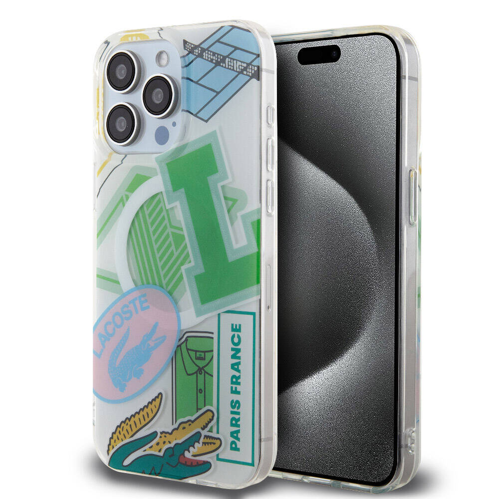 iPhone 15 Pro Max Kılıf Lacoste Orjinal Lisanslı M-safe Şarj Özellikli Çift Katmanlı Yamalar Desenli Kapak