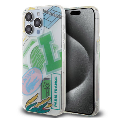 iPhone 15 Pro Max Kılıf Lacoste Orjinal Lisanslı M-safe Şarj Özellikli Çift Katmanlı Yamalar Desenli Kapak