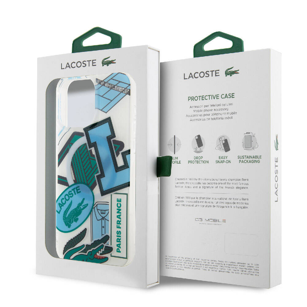 iPhone 15 Pro Max Kılıf Lacoste Orjinal Lisanslı M-safe Şarj Özellikli Çift Katmanlı Yamalar Desenli Kapak