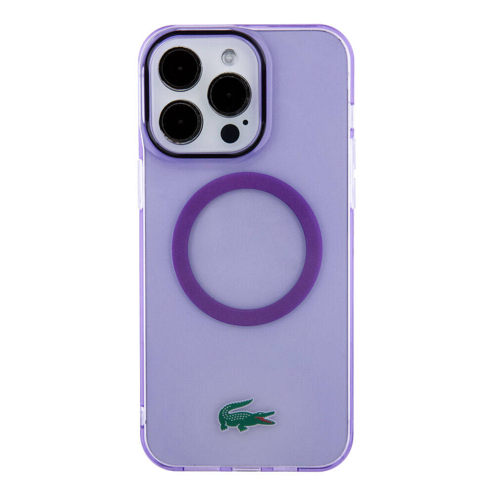 iPhone 15 Pro Max Kılıf Lacoste Orjinal Lisanslı M-safe Şarj Özellikli İkonik Timsah Logolu Hard Parme Kapak