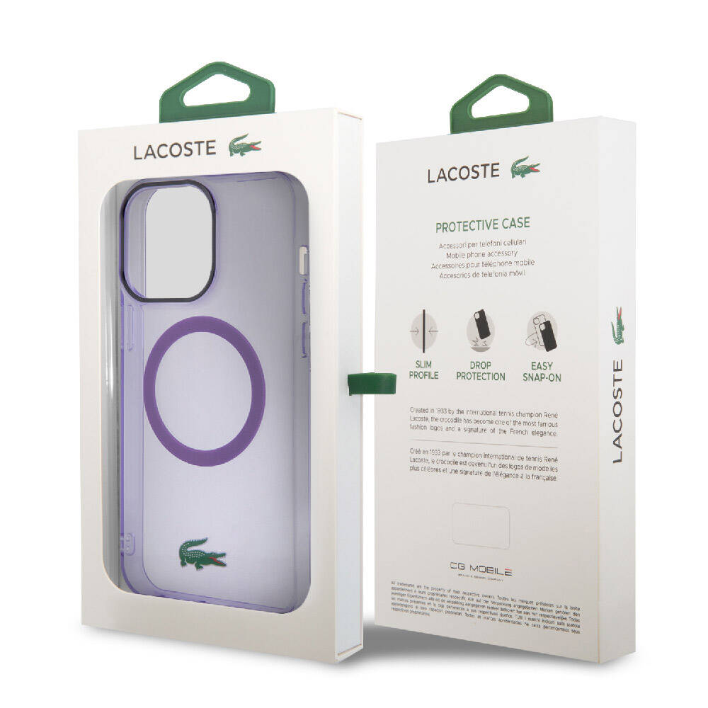 iPhone 15 Pro Max Kılıf Lacoste Orjinal Lisanslı M-safe Şarj Özellikli İkonik Timsah Logolu Hard Parme Kapak