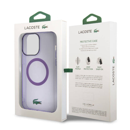 iPhone 15 Pro Max Kılıf Lacoste Orjinal Lisanslı M-safe Şarj Özellikli İkonik Timsah Logolu Hard Parme Kapak