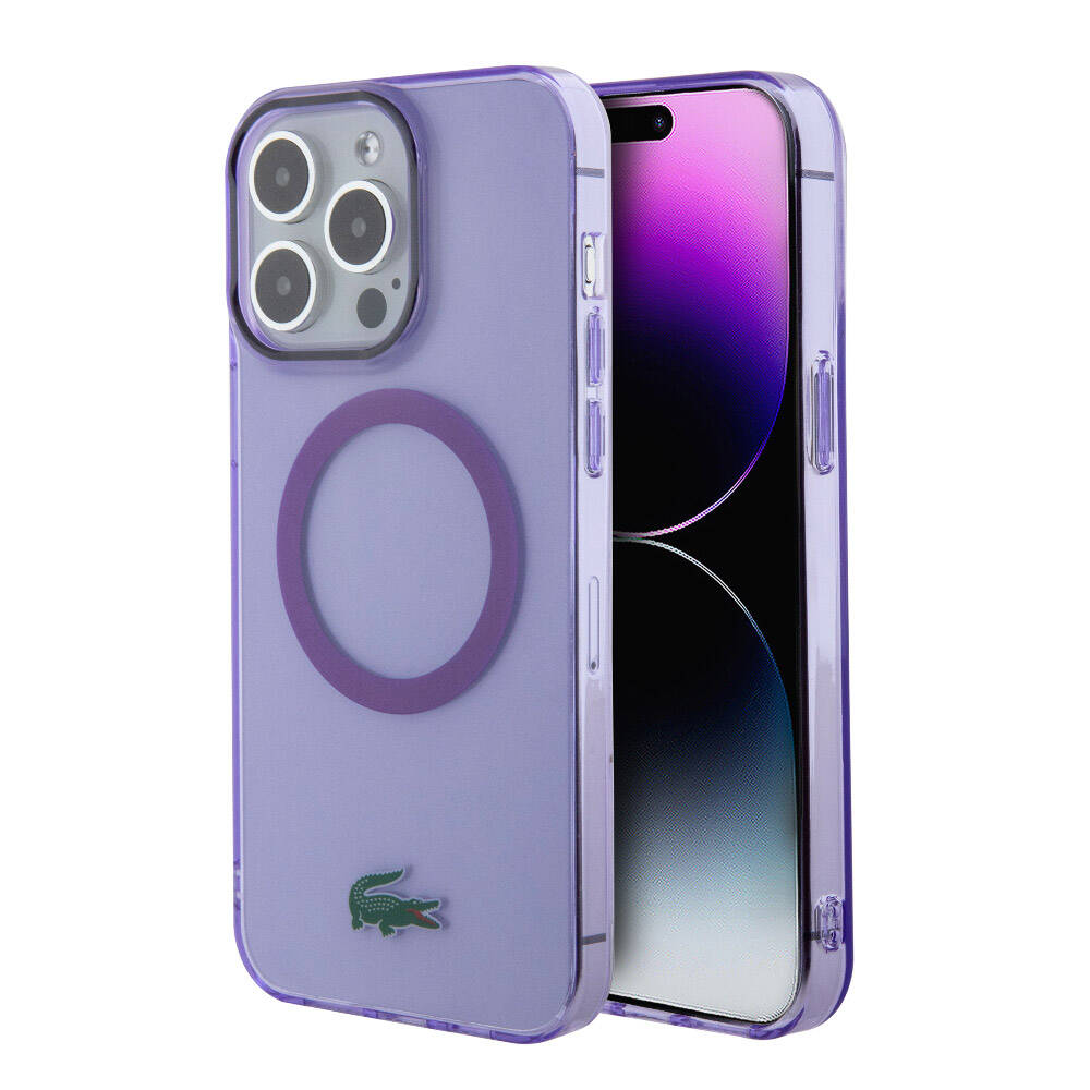iPhone 15 Pro Max Kılıf Lacoste Orjinal Lisanslı M-safe Şarj Özellikli İkonik Timsah Logolu Hard Parme Kapak