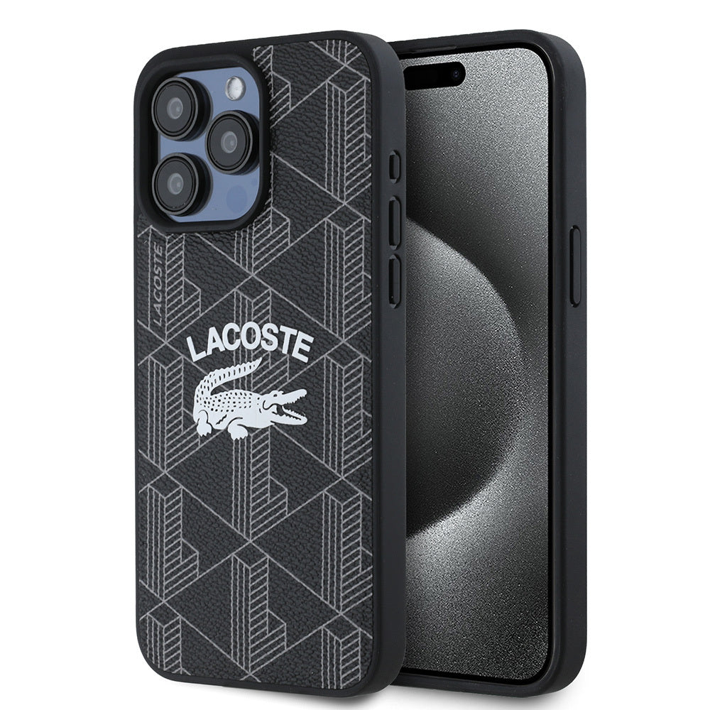 iPhone 15 Pro Max Kılıf Lacoste Orjinal Lisanslı M-safe Şarj Özellikli Mono Vintage Logo Kapak
