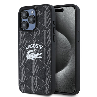 iPhone 15 Pro Max Kılıf Lacoste Orjinal Lisanslı M-safe Şarj Özellikli Mono Vintage Logo Kapak