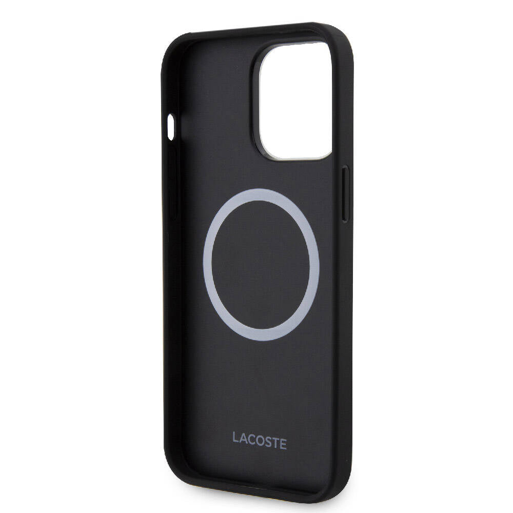 iPhone 15 Pro Max Kılıf Lacoste Orjinal Lisanslı M-safe Şarj Özellikli PU Deri Görünümlü Karışık Monogram Desenli Kapak