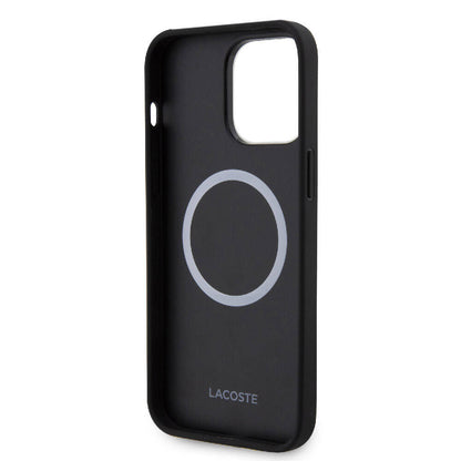 iPhone 15 Pro Max Kılıf Lacoste Orjinal Lisanslı M-safe Şarj Özellikli PU Deri Görünümlü Karışık Monogram Desenli Kapak