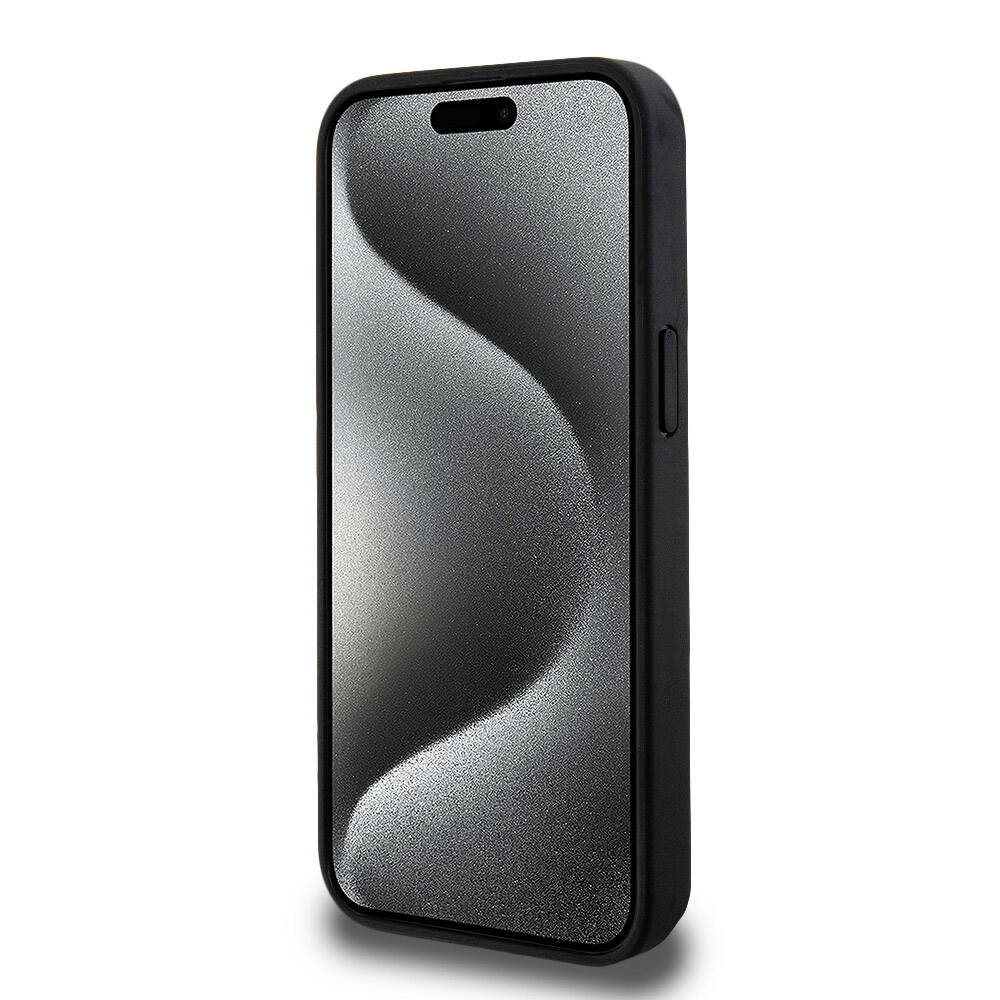 iPhone 15 Pro Max Kılıf Lacoste Orjinal Lisanslı M-safe Şarj Özellikli PU Deri Görünümlü Kartlıklı Karışık Monogram Desenli Kapak