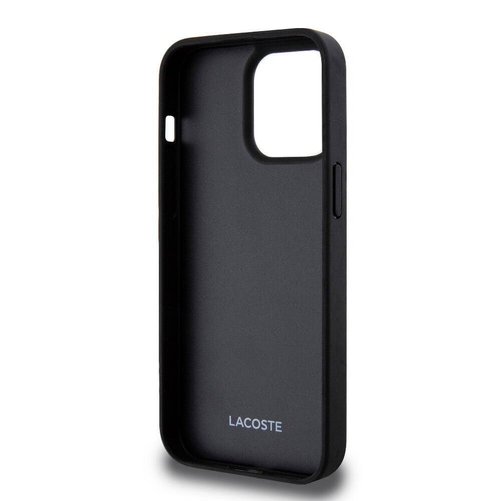 iPhone 15 Pro Max Kılıf Lacoste Orjinal Lisanslı M-safe Şarj Özellikli PU Deri Görünümlü Kartlıklı Karışık Monogram Desenli Kapak
