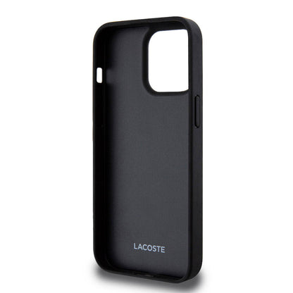 iPhone 15 Pro Max Kılıf Lacoste Orjinal Lisanslı M-safe Şarj Özellikli PU Deri Görünümlü Kartlıklı Karışık Monogram Desenli Kapak