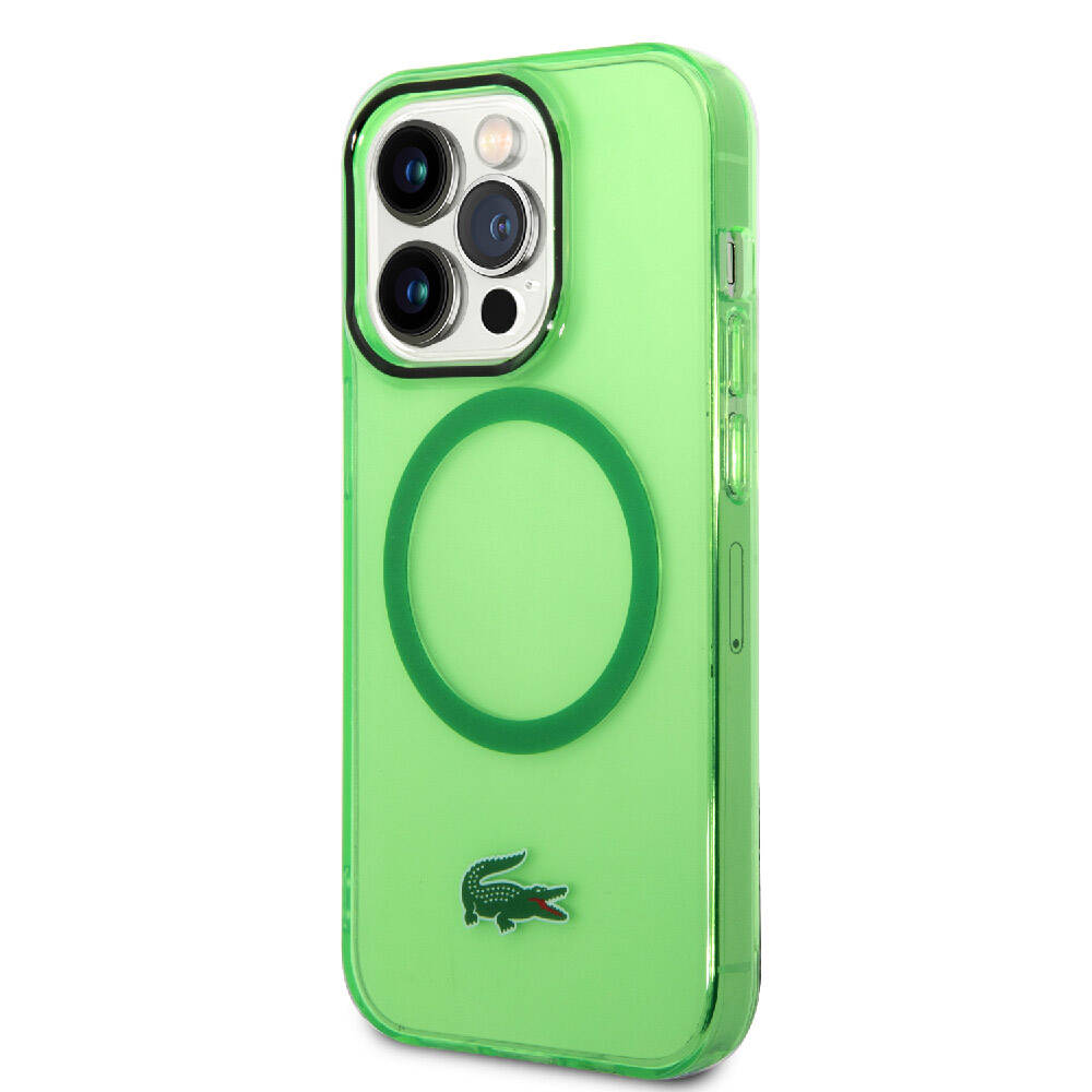 iPhone 15 Pro Max Kılıf Lacoste Orjinal Lisanslı M-safe Şarj Özellikli Transparan Timsah Logo Baskılı Kapak