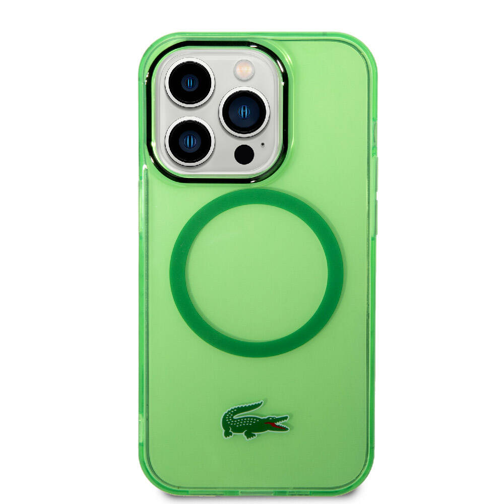 iPhone 15 Pro Max Kılıf Lacoste Orjinal Lisanslı M-safe Şarj Özellikli Transparan Timsah Logo Baskılı Kapak