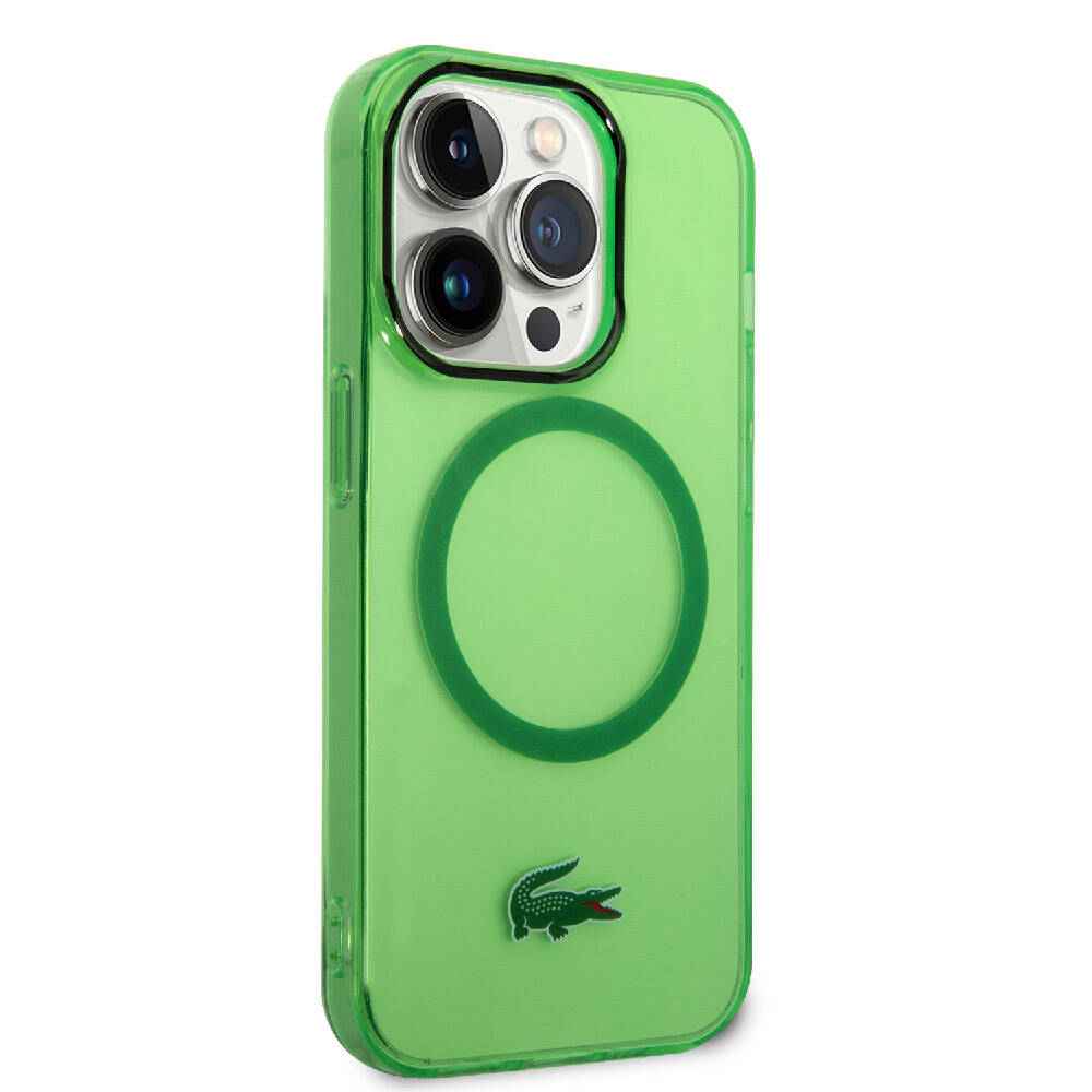 iPhone 15 Pro Max Kılıf Lacoste Orjinal Lisanslı M-safe Şarj Özellikli Transparan Timsah Logo Baskılı Kapak