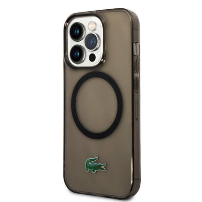 iPhone 15 Pro Max Kılıf Lacoste Orjinal Lisanslı M-safe Şarj Özellikli Transparan Timsah Logo Baskılı Kapak