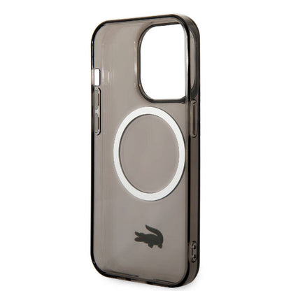 iPhone 15 Pro Max Kılıf Lacoste Orjinal Lisanslı M-safe Şarj Özellikli Transparan Timsah Logo Baskılı Kapak