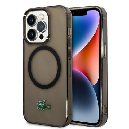 iPhone 15 Pro Max Kılıf Lacoste Orjinal Lisanslı M-safe Şarj Özellikli Transparan Timsah Logo Baskılı Kapak