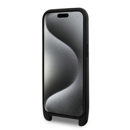 iPhone 15 Pro Max Kılıf Lacoste Orjinal Lisanslı PU Pike Desenli Arka Yüzey Askılı İkonik Timsah Dokuma Logolu Kapak