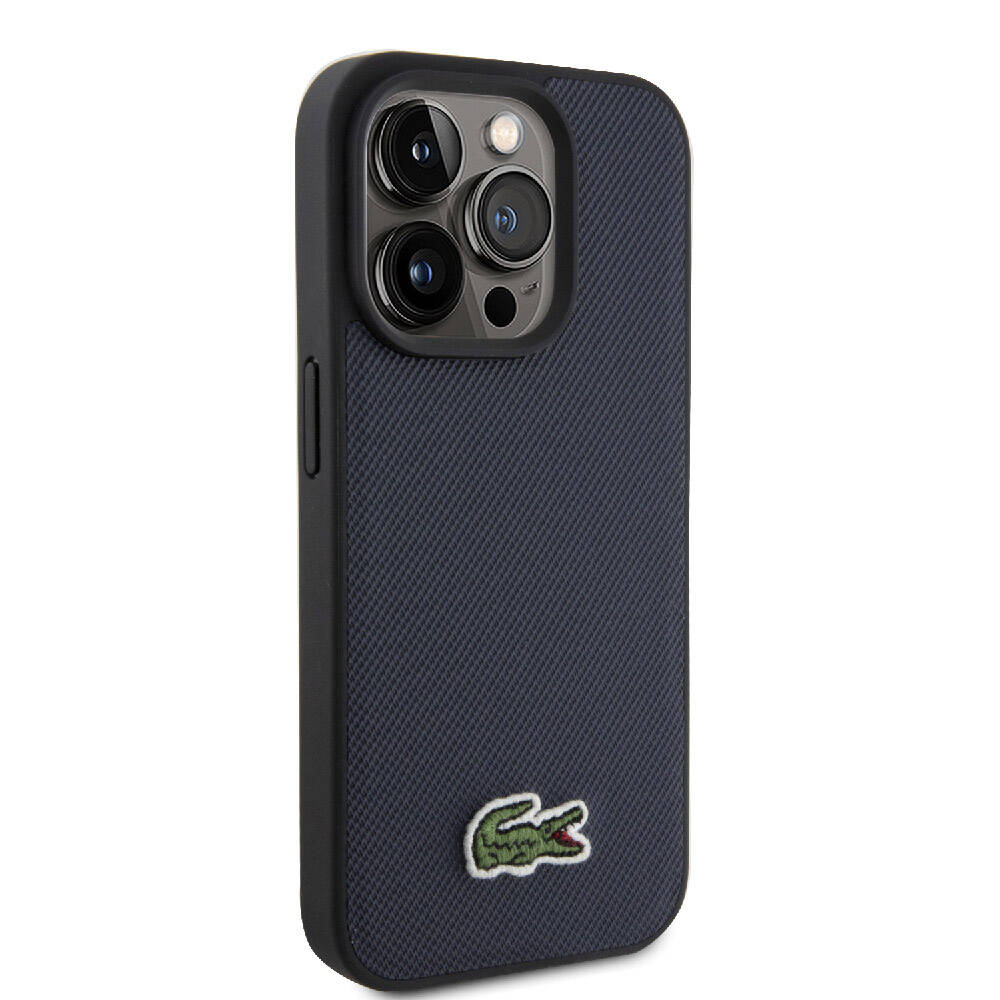 iPhone 15 Pro Max Kılıf Lacoste Orjinal Lisanslı PU Pike Desenli Arka Yüzey İkonik Timsah Dokuma Logolu Kapak