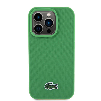 iPhone 15 Pro Max Kılıf Lacoste Orjinal Lisanslı PU Pike Desenli Arka Yüzey İkonik Timsah Dokuma Logolu Kapak