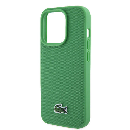 iPhone 15 Pro Max Kılıf Lacoste Orjinal Lisanslı PU Pike Desenli Arka Yüzey İkonik Timsah Dokuma Logolu Kapak