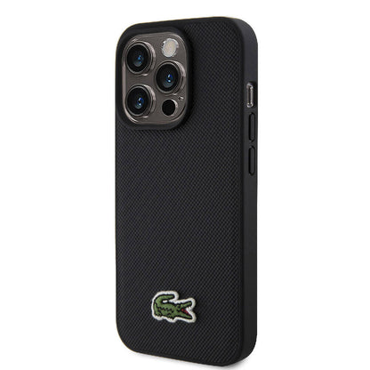 iPhone 15 Pro Max Kılıf Lacoste Orjinal Lisanslı PU Pike Desenli Arka Yüzey İkonik Timsah Dokuma Logolu Kapak