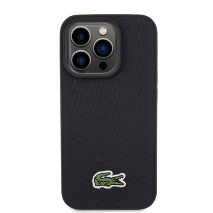 iPhone 15 Pro Max Kılıf Lacoste Orjinal Lisanslı PU Pike Desenli Arka Yüzey İkonik Timsah Dokuma Logolu Kapak