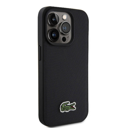 iPhone 15 Pro Max Kılıf Lacoste Orjinal Lisanslı PU Pike Desenli Arka Yüzey İkonik Timsah Dokuma Logolu Kapak