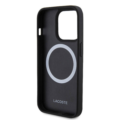 iPhone 15 Pro Max Kılıf Lacoste Orjinal Lisanslı PU Pike Desenli Arka Yüzey İkonik Timsah Dokuma Logolu Kapak