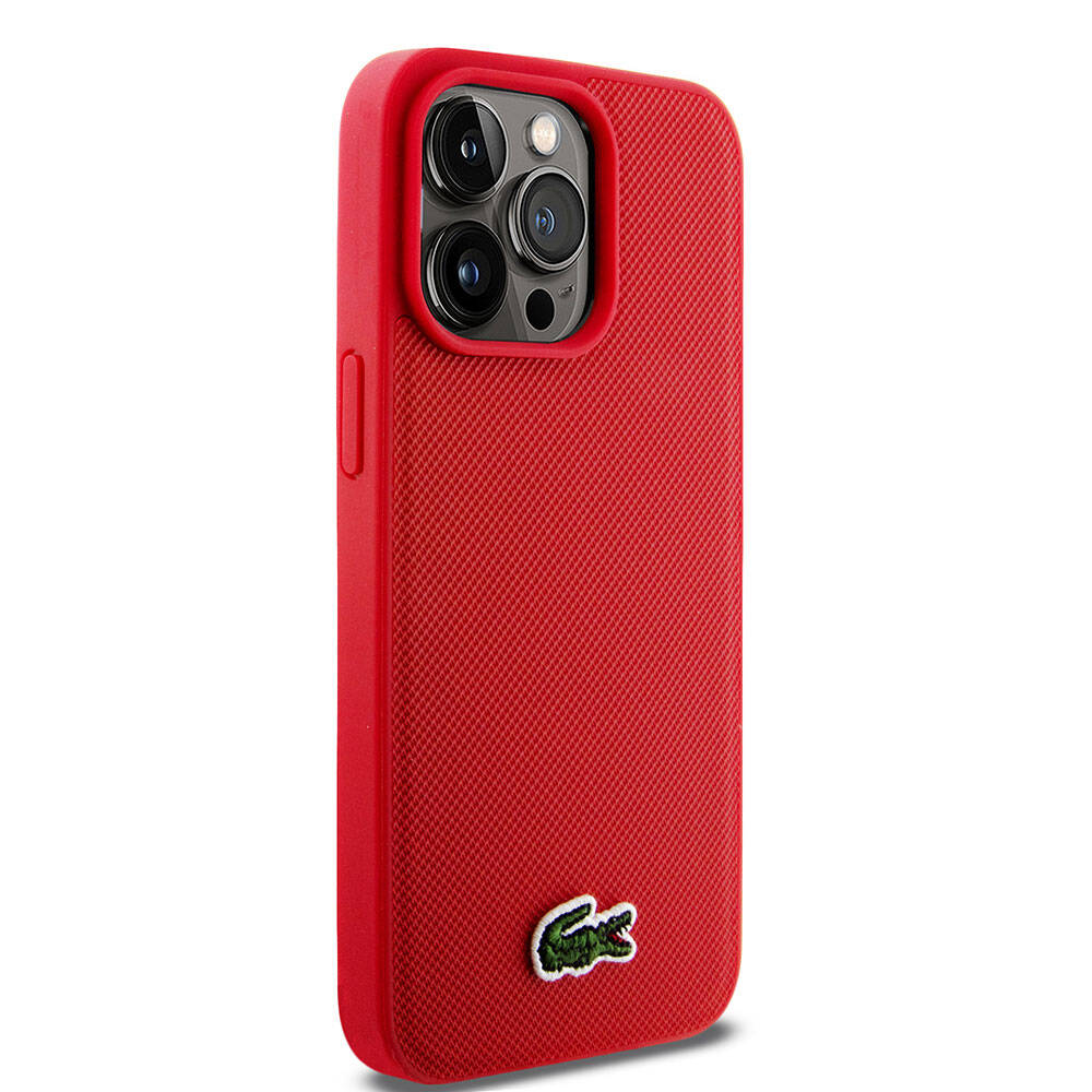 iPhone 15 Pro Max Kılıf Lacoste Orjinal Lisanslı PU Pike Desenli Arka Yüzey İkonik Timsah Dokuma Logolu Kapak