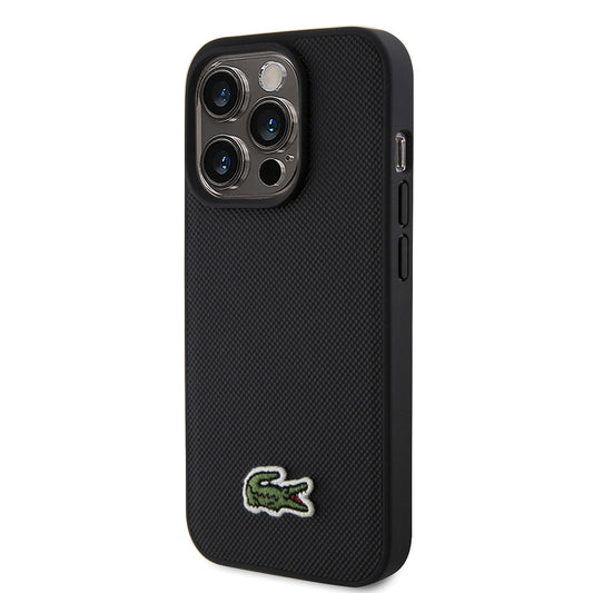 iPhone 15 Pro Max Kılıf Lacoste Orjinal Lisanslı PU Pike Desenli Arka Yüzey İkonik Timsah Dokuma Logolu Kapak + Type-C Kablo 1.5m