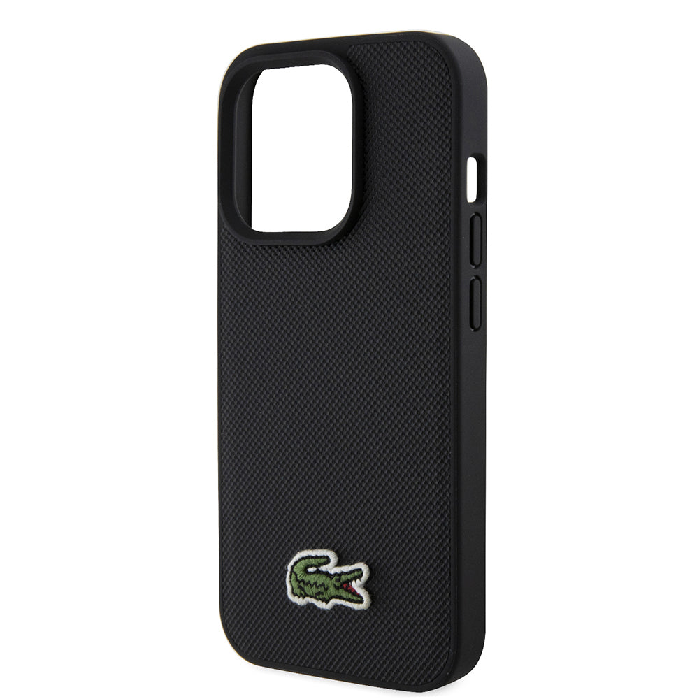 iPhone 15 Pro Max Kılıf Lacoste Orjinal Lisanslı PU Pike Desenli Arka Yüzey İkonik Timsah Dokuma Logolu Kapak + Type-C Kablo 1.5m