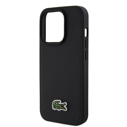 iPhone 15 Pro Max Kılıf Lacoste Orjinal Lisanslı PU Pike Desenli Arka Yüzey İkonik Timsah Dokuma Logolu Kapak + Type-C Kablo 1.5m