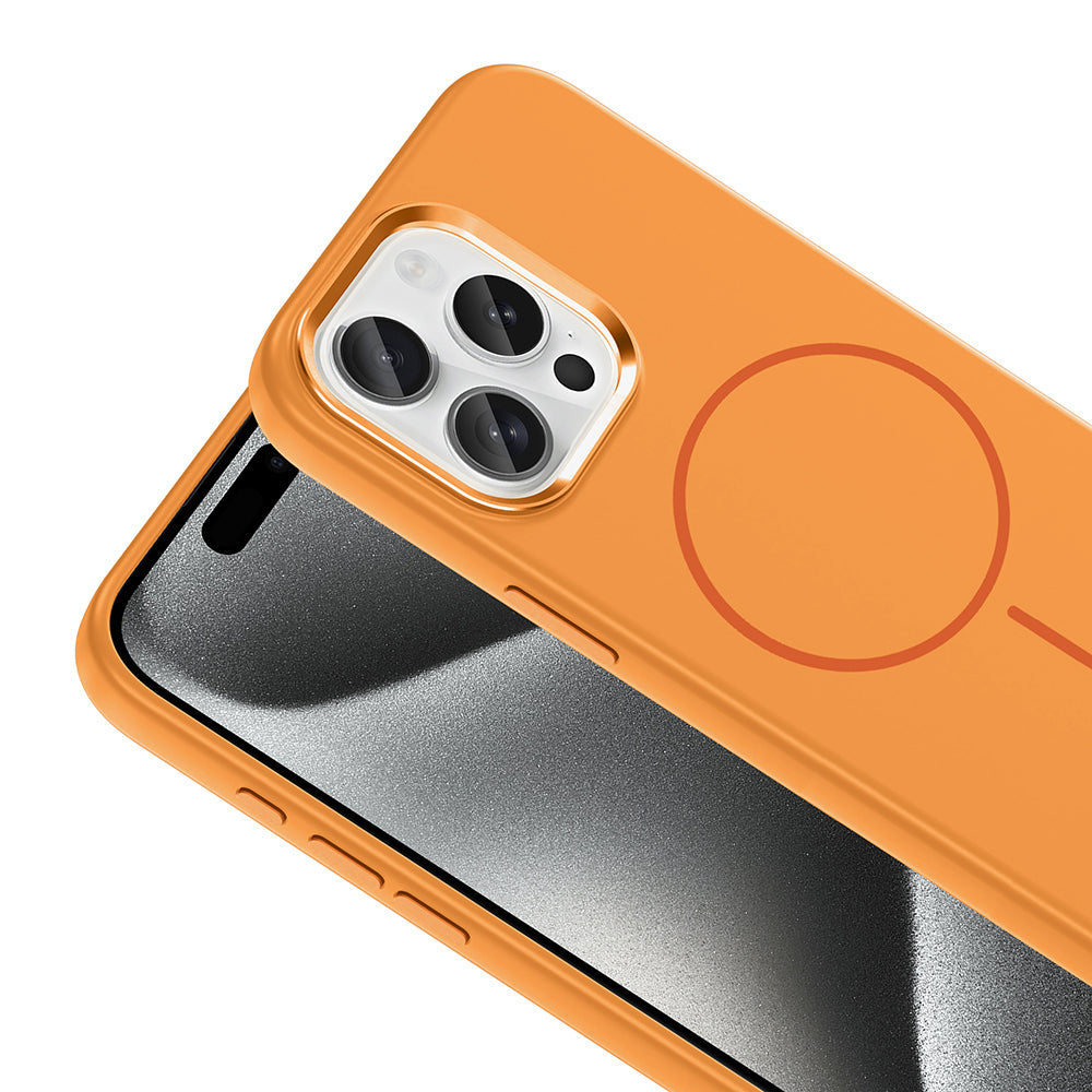Apple iPhone 15 Pro Max Kılıf M-Safe Şarj Özellikli Metal Kamera Çerçeveli Zore Edi Silikon Kapak