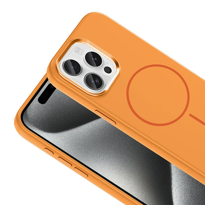 Apple iPhone 15 Pro Max Kılıf M-Safe Şarj Özellikli Metal Kamera Çerçeveli Zore Edi Silikon Kapak