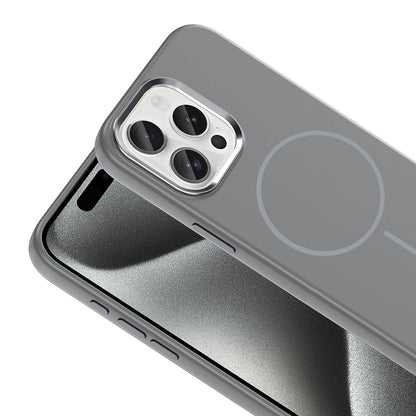 Apple iPhone 15 Pro Max Kılıf M-Safe Şarj Özellikli Metal Kamera Çerçeveli Zore Edi Silikon Kapak