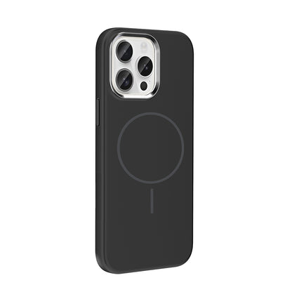 Apple iPhone 15 Pro Max Kılıf M-Safe Şarj Özellikli Metal Kamera Çerçeveli Zore Edi Silikon Kapak