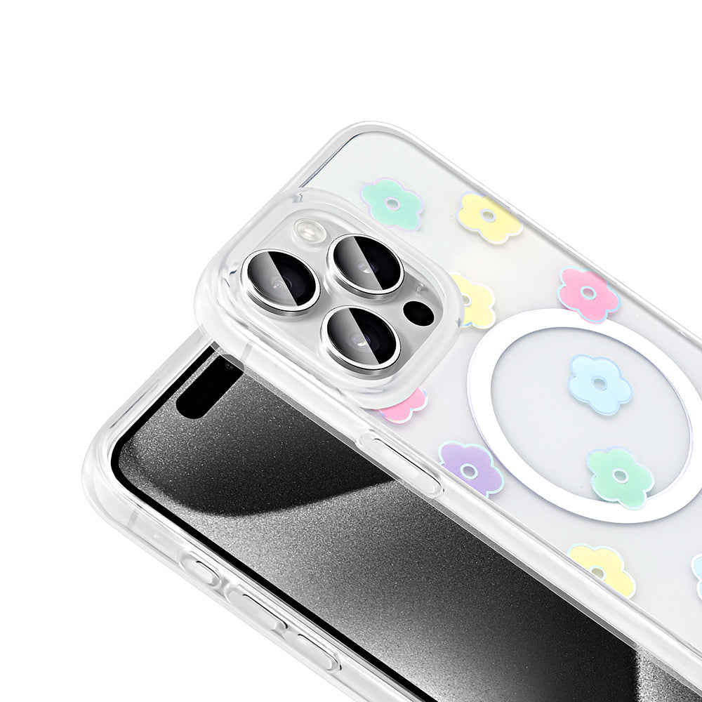 Apple iPhone 15 Pro Max Kılıf M-Safe Şarj Özellikli Şeffaf Zore Folk Sert Kapak