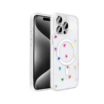Apple iPhone 15 Pro Max Kılıf M-Safe Şarj Özellikli Şeffaf Zore Folk Sert Kapak