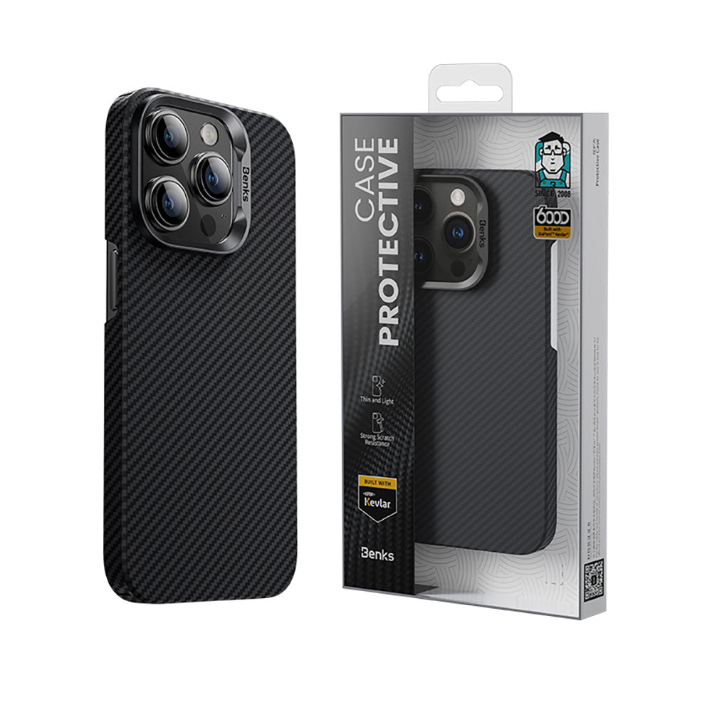 iPhone 15 Pro Max Kılıf M-safe Özellikli Karbon Fiber Benks Essential ArmorAir 600D Kevlar Kapak