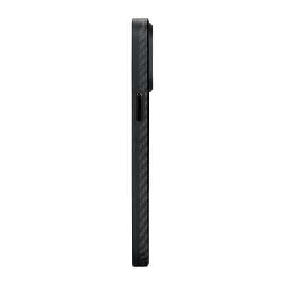 iPhone 15 Pro Max Kılıf M-safe Şarj Özellikli 1500D Aramid Fiber Pitaka Military-Grade Classic Serisi Black-Grey Twill Kapak