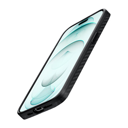 iPhone 15 Pro Max Kılıf M-safe Şarj Özellikli 1500D Aramid Fiber Pitaka Military-Grade Classic Serisi Black-Grey Twill Kapak
